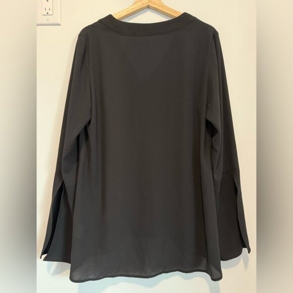 Amanda Maria Black Relaxed Fit Blouse Long Sleeve V-neck Top size 12 - Picture 7 of 9